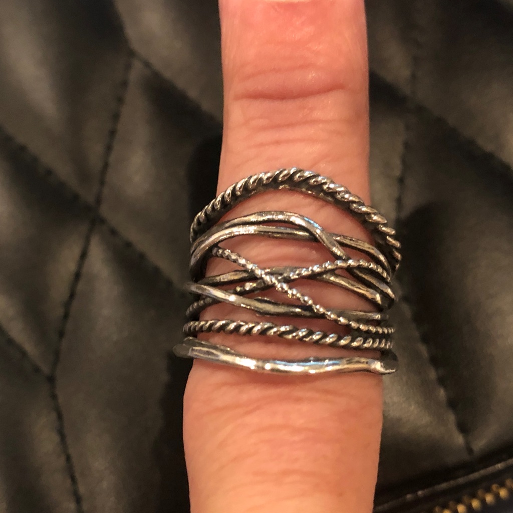 Designer Sterling Silver Twisted Band Ring Euc